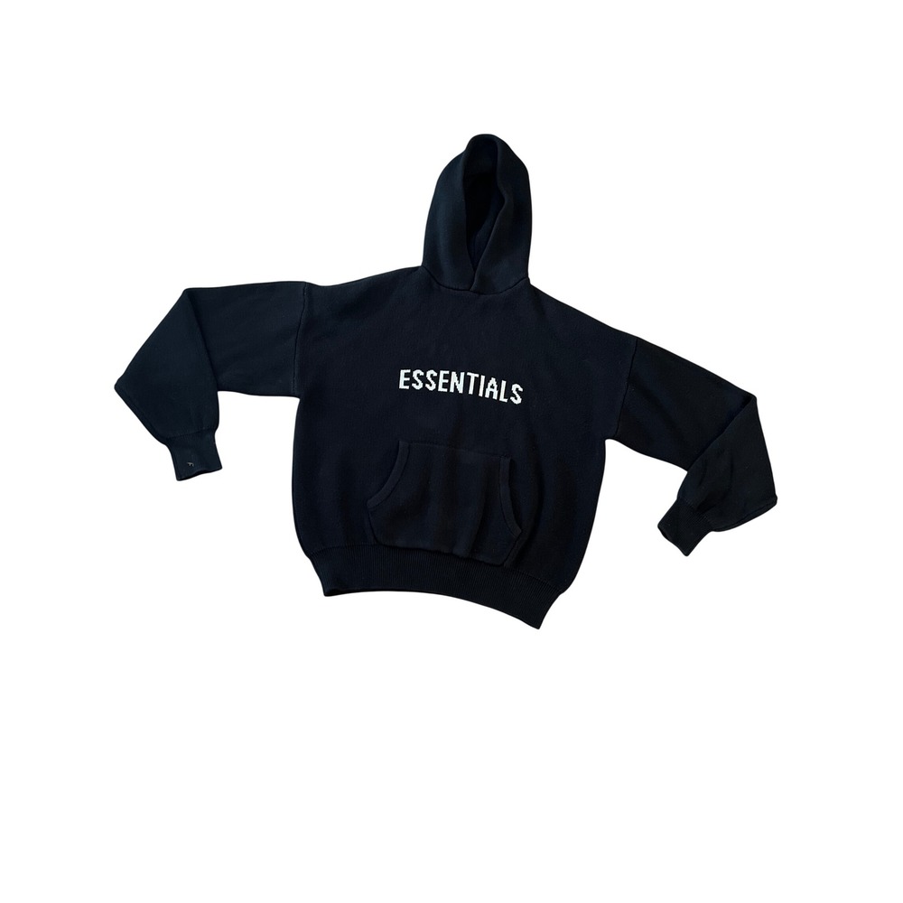 Fear of God Essentials Knit Hoodie Black XL Pullover Streetwear Hooded Sweat